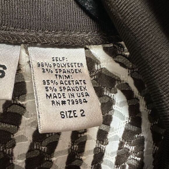 2/$30 Chicos Full Zip Track Jacket Size 2 L Zebra Print Semi Sheer Boho Stretch - Picture 6 of 12